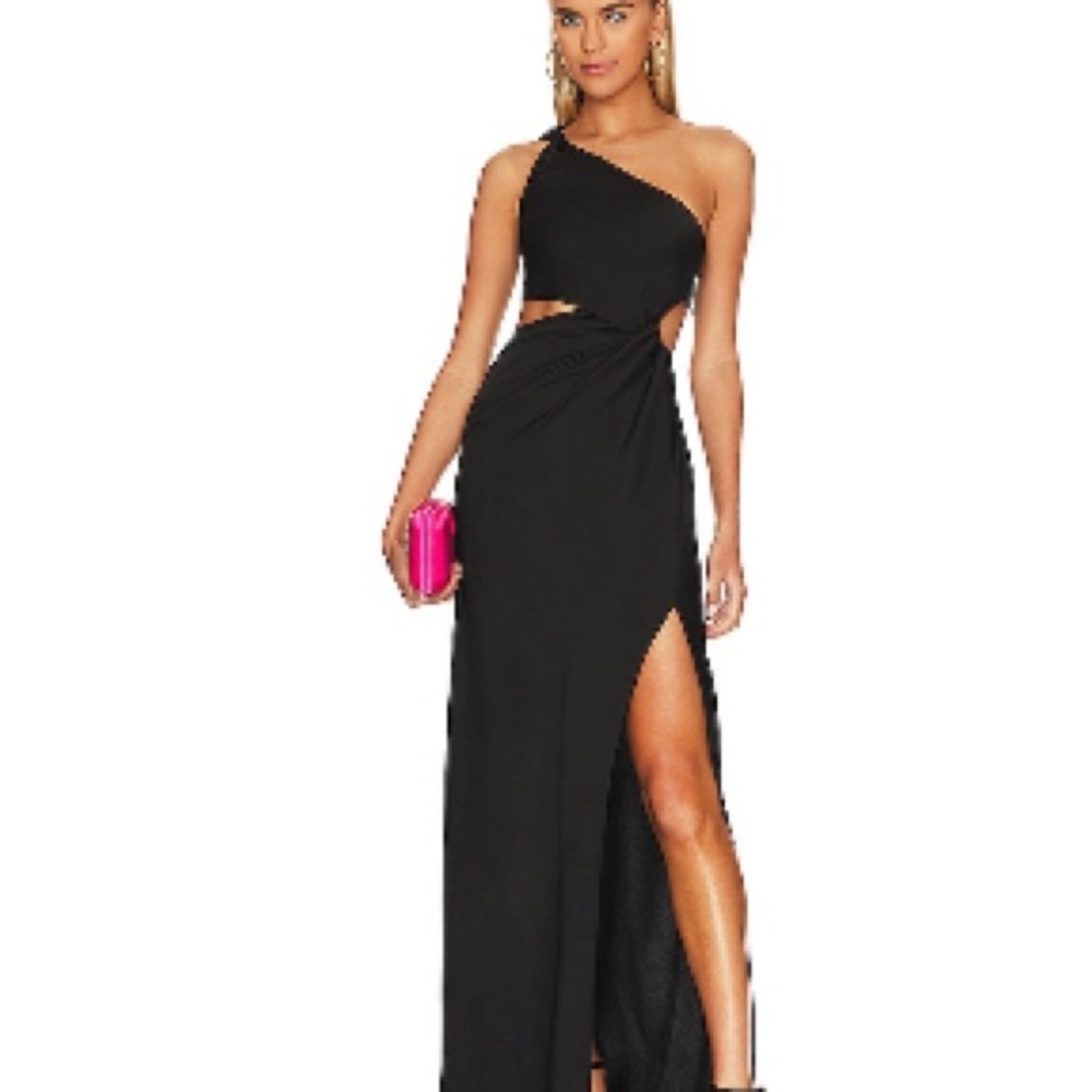 REVOLVE Black Asymmetrical One-Shoulder Gown